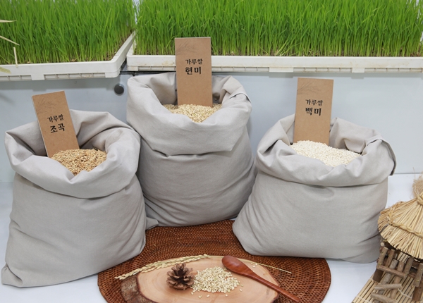 가루쌀 조곡과 현미, 백미. 사진=식품저널DB
