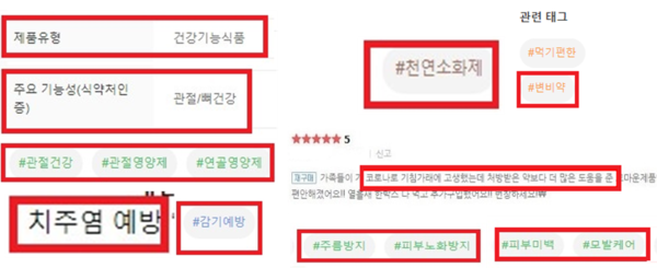 부당광고 적발 주요 사례. 식약처 제공<br>