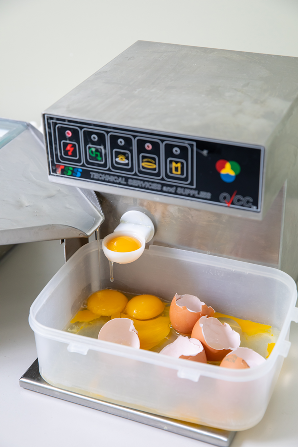 계란 등급판정 장비를 활용해 계란 등급을 판정하는 모습. 사진=축평원<br>