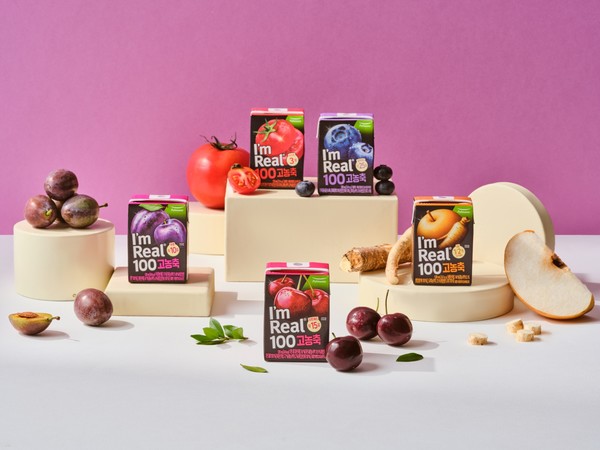 풀무원 ‘아임리얼 100 고농축’ 5종(토마토, 블루베리, 푸룬, 타트체리, 배도라지). 사진=풀무원<br>