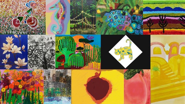 발달장애 화가 미술 전시회 ‘Beautifully Happy’에서 선보이는 작품들.<br>