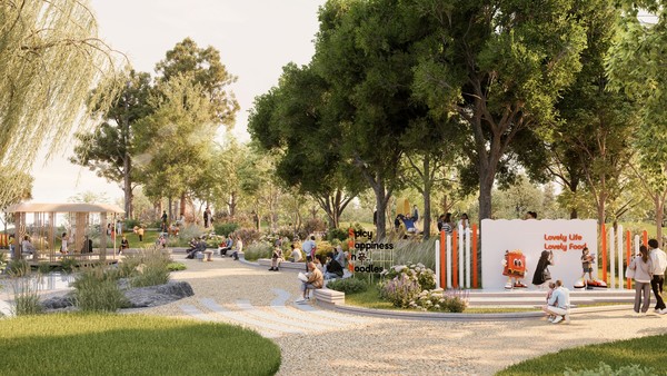 농심 2026 서울국제정원박람회 기업정원 'Spicy Happiness In Noodles' 렌더링 이미지.&nbsp;사진=농심<br>