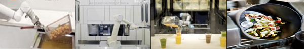 자동화 식품용 기기 예. (왼쪽부터) 치킨 로봇, 커피 로봇, 스무디 로봇, 자동 볶음 조리기기. 사진=해썹인증원<br>